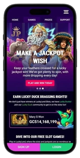 LuckyLand Casino Mobile App Interface
